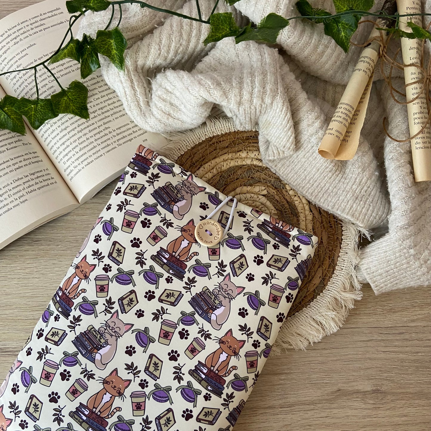 Funda literaria bookish cats