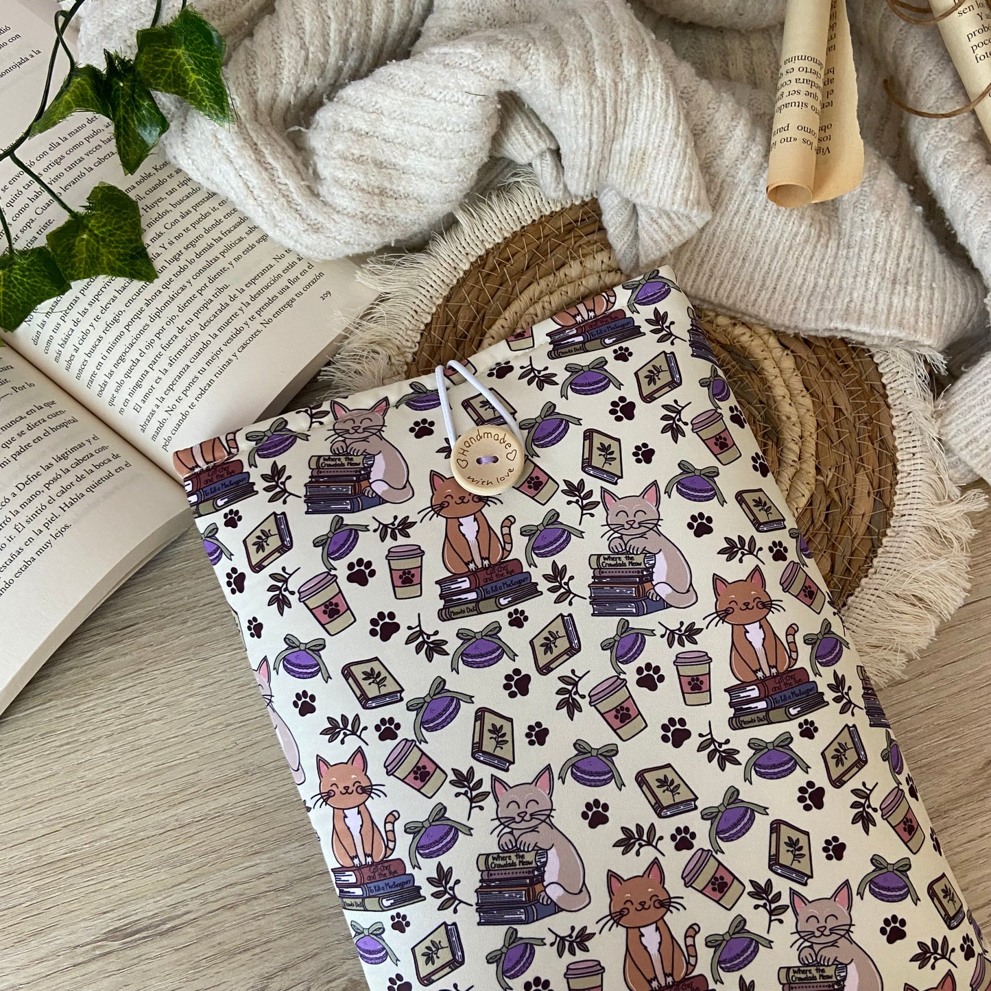 Funda literaria bookish cats