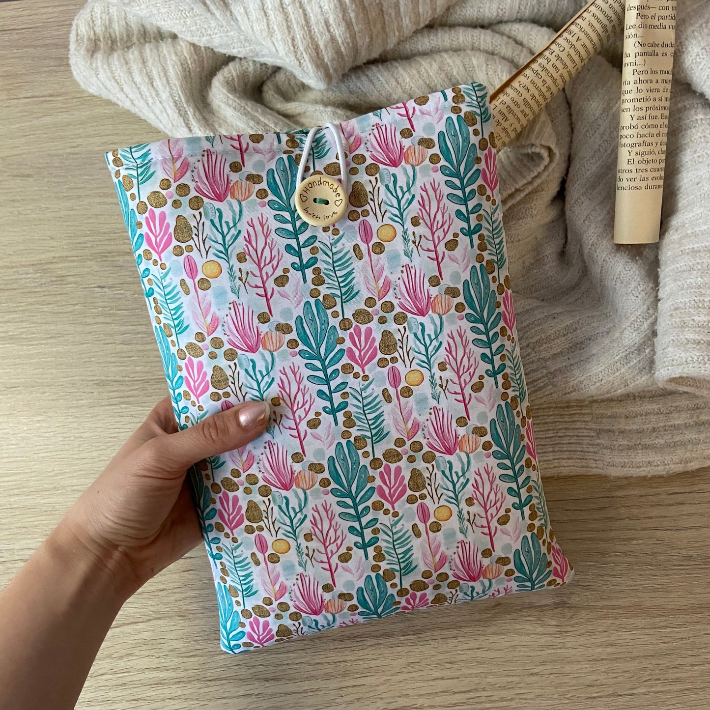 Funda literaria algas marinas