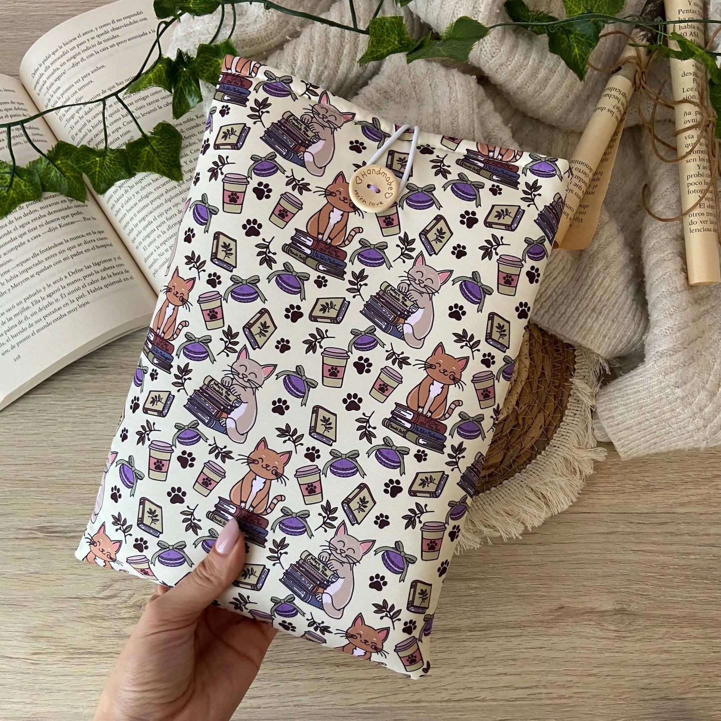 Funda literaria bookish cats