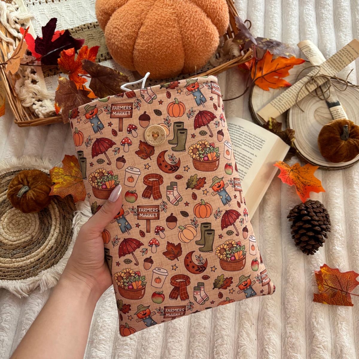 Funda literaria farmer market in autumn