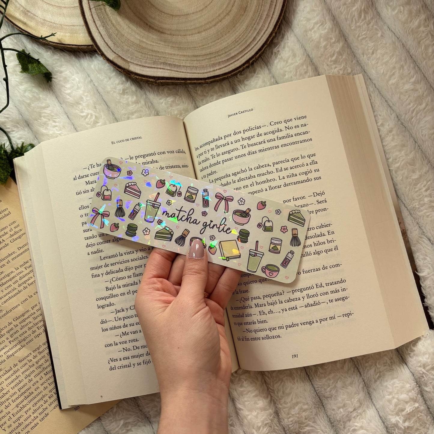 Marcapáginas Matcha girlie holográfico