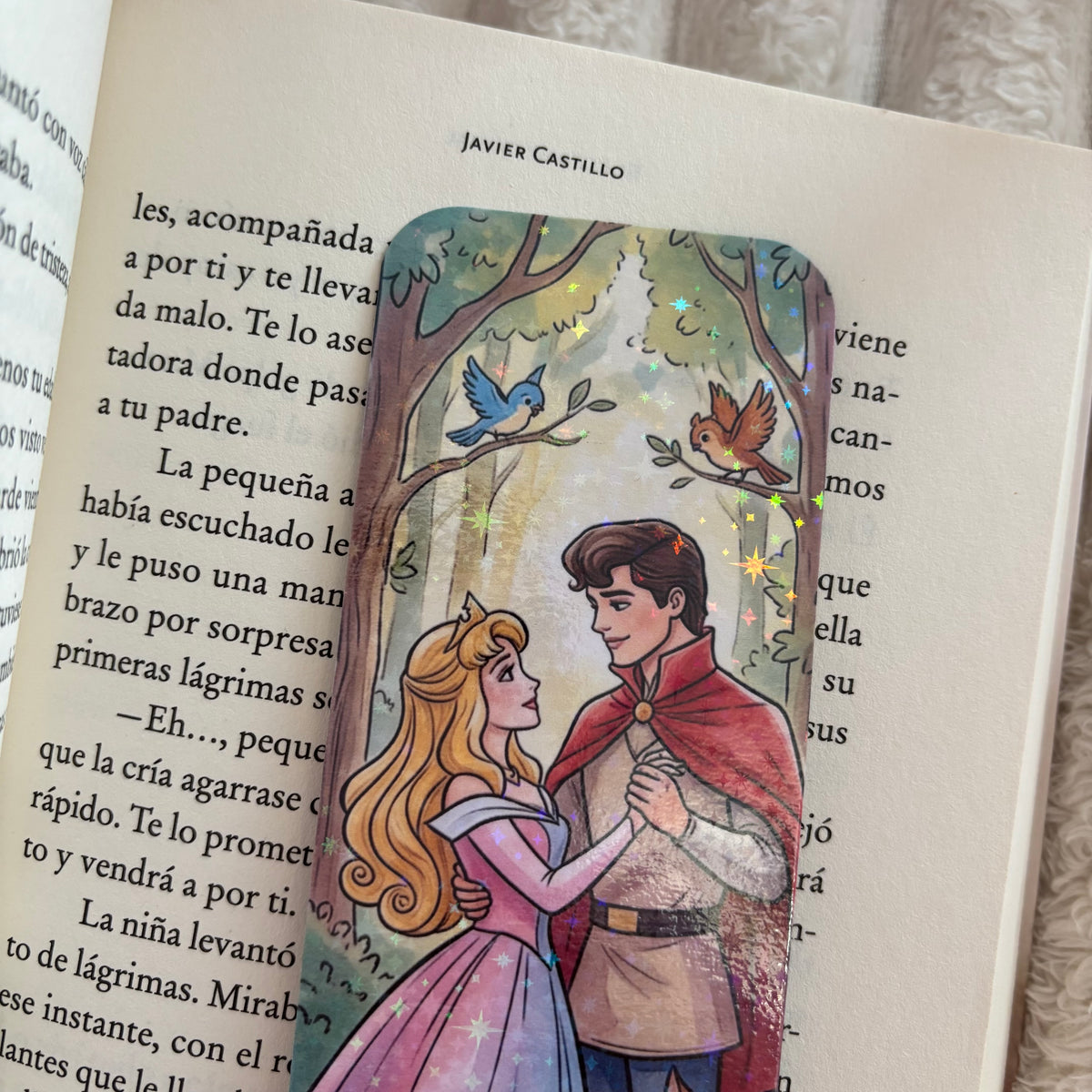 Marcapáginas princesa Aurora y Felipe holográfico