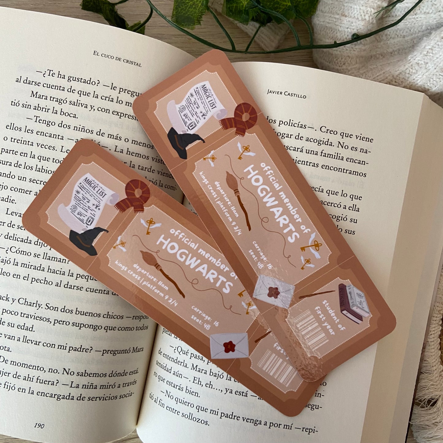 Marcapáginas ticket Hogwarts