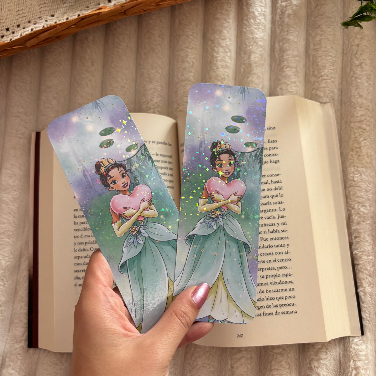 Pack 3 marcapáginas princesa Tiana y el sapo holográficos