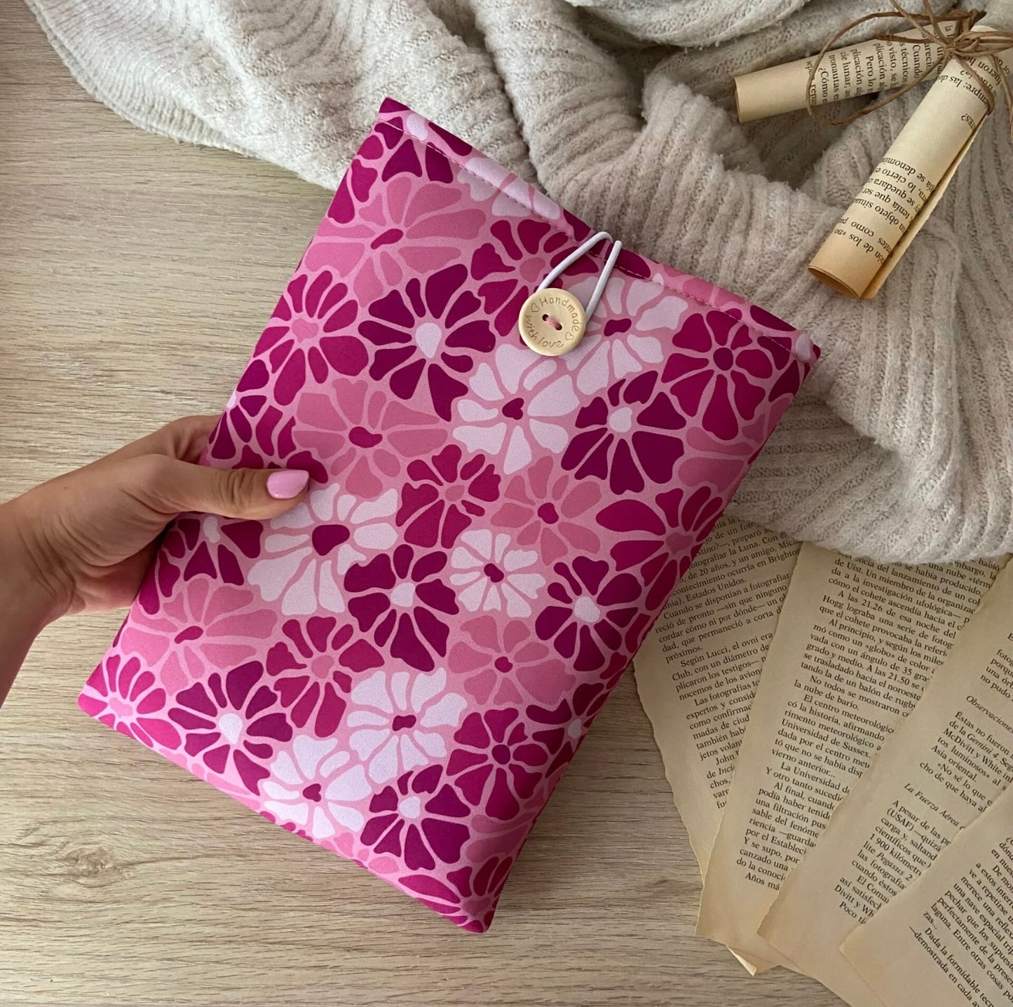 Funda literaria Galatea en tonos rosa
