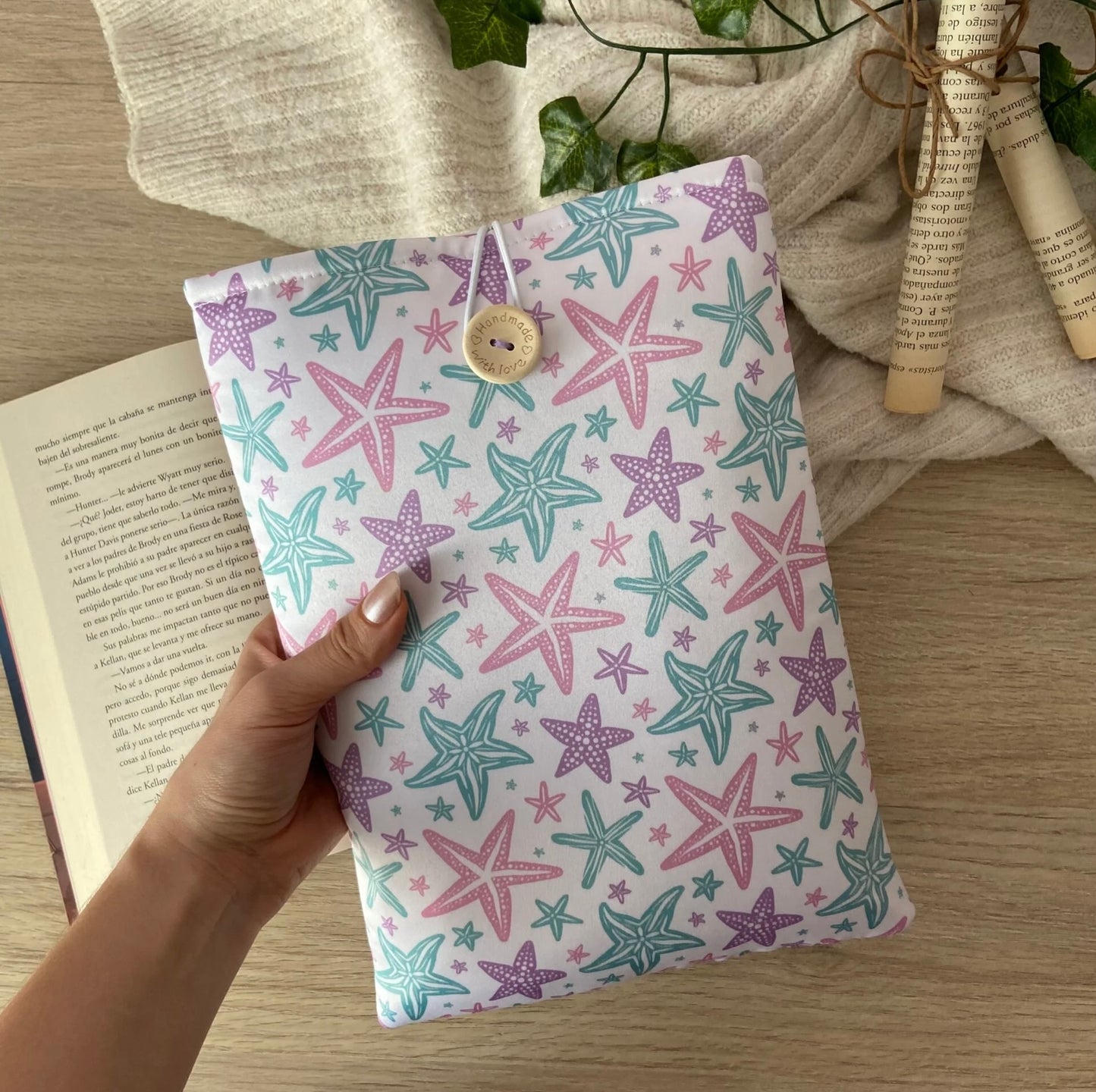 Funda literaria estrellas de mar