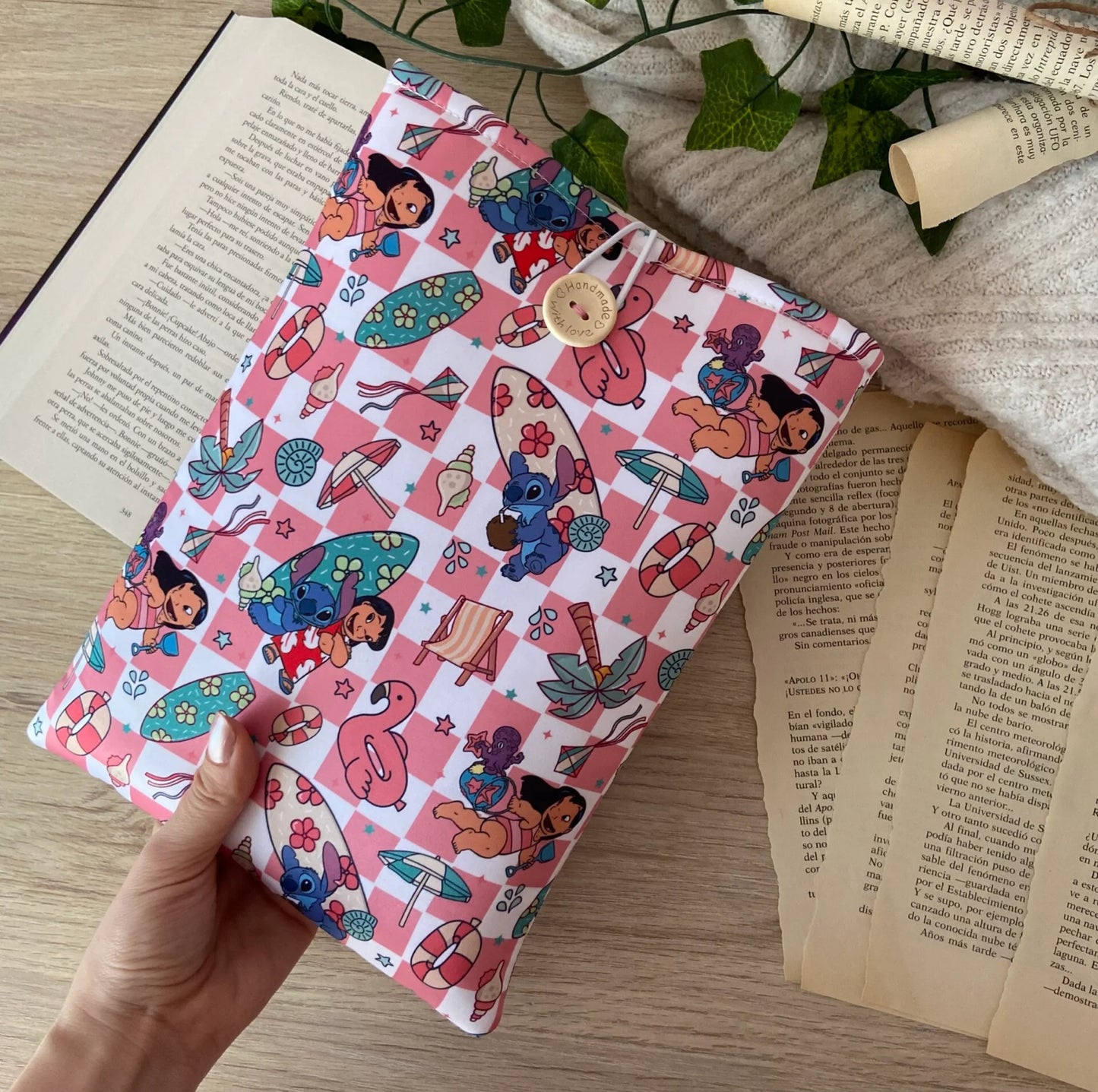 Funda literaria Lilo y Stitch playeros