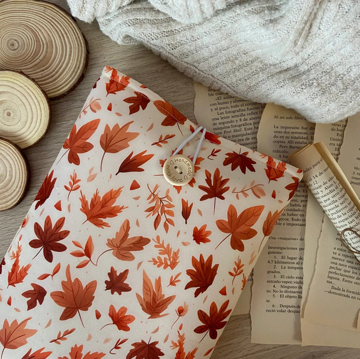 Funda literaria leaves