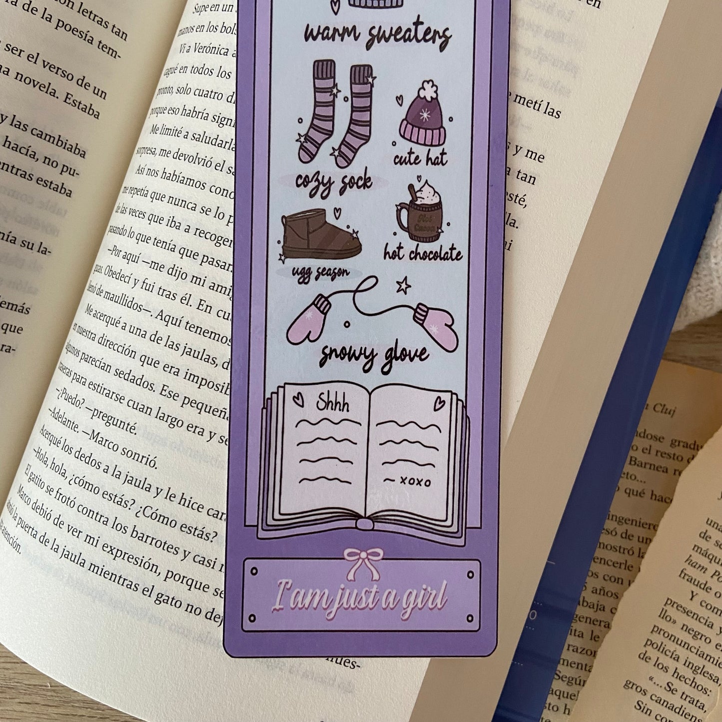 Marcapáginas I’m just a girl morado
