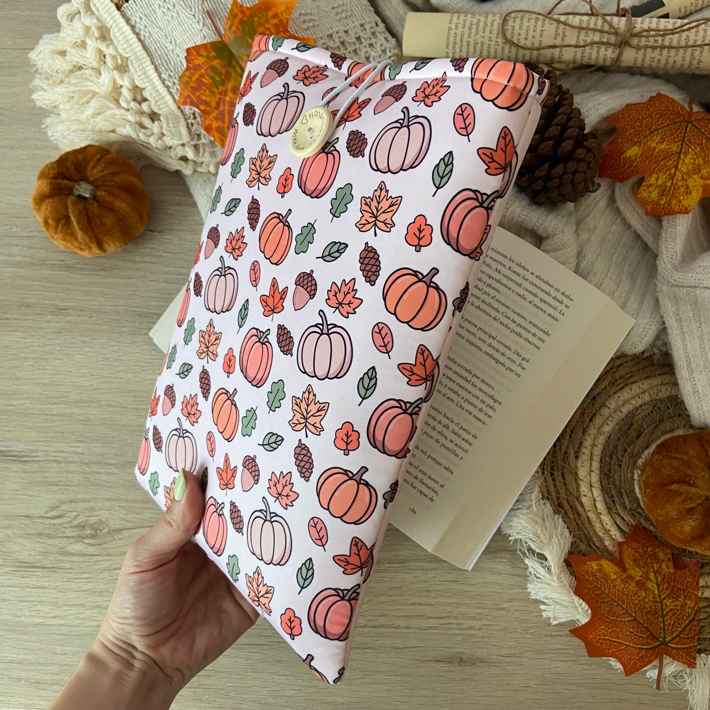 Funda literaria calabazas en otoño