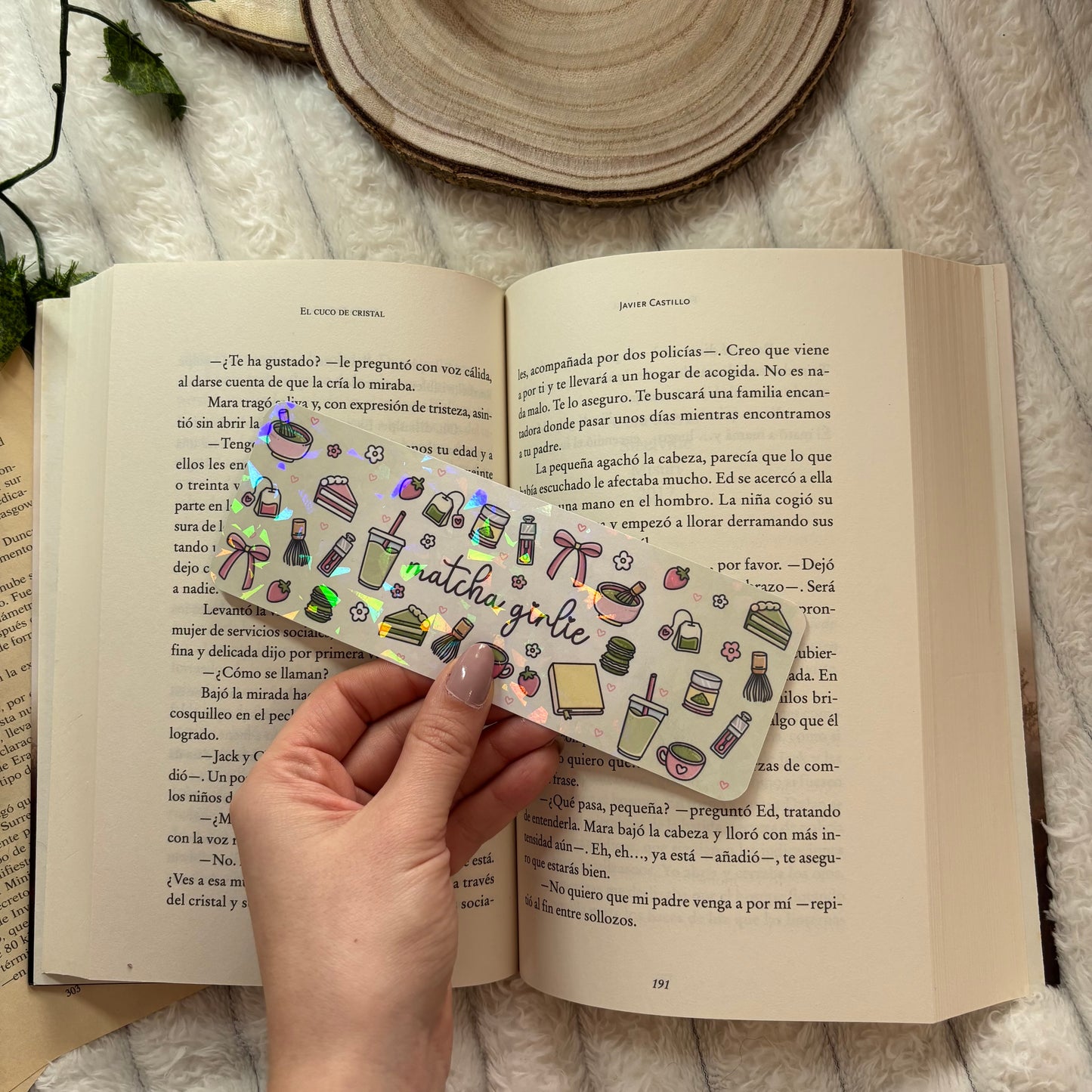 Marcapáginas Matcha girlie holográfico