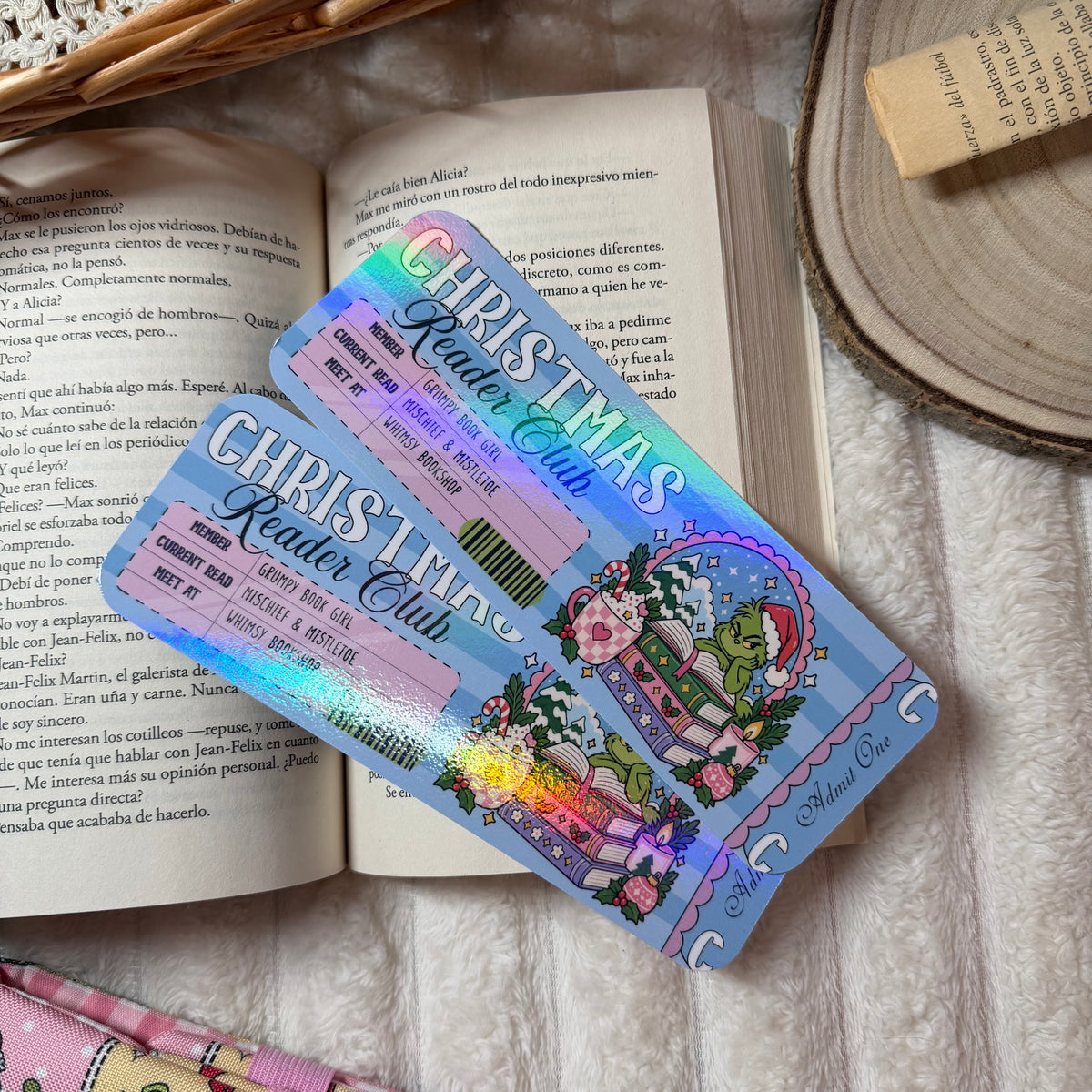 Marcapáginas Christmas reader club Grinch holográfico