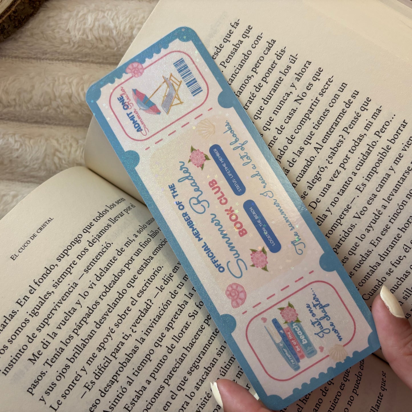 Marcapáginas summer reader bookclub holográfico