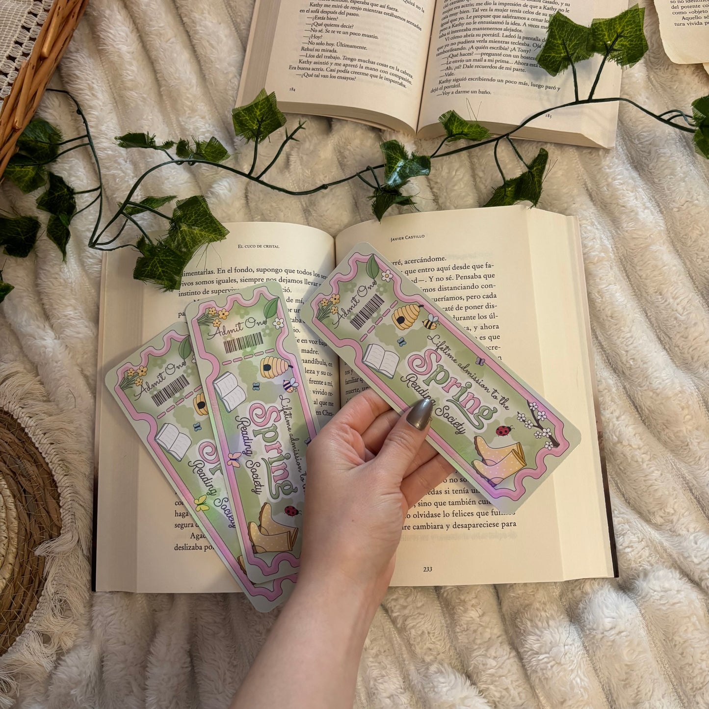 Marcapáginas Spring reading society holográfico