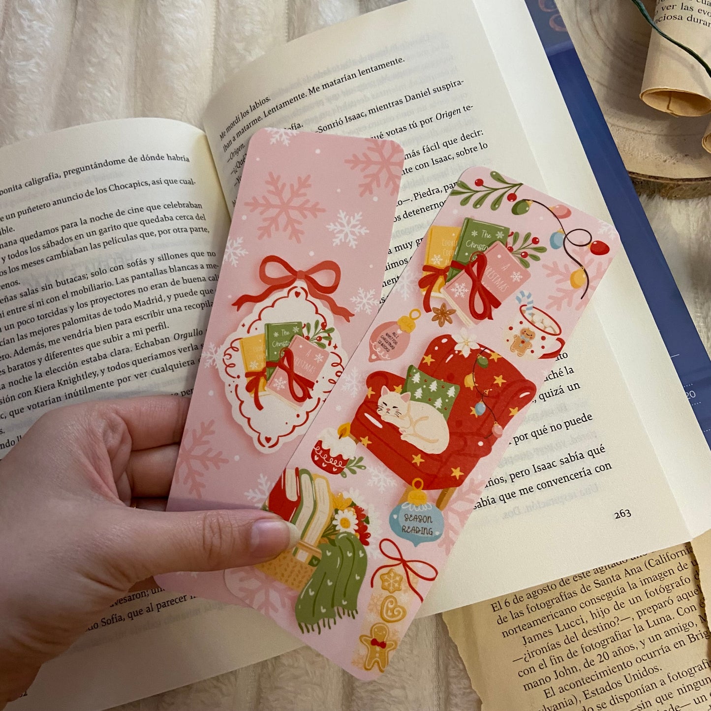 Marcapáginas gatito navideño