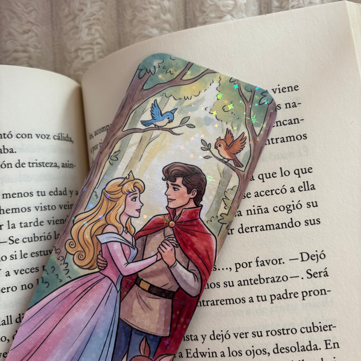 Marcapáginas princesa Aurora y Felipe holográfico