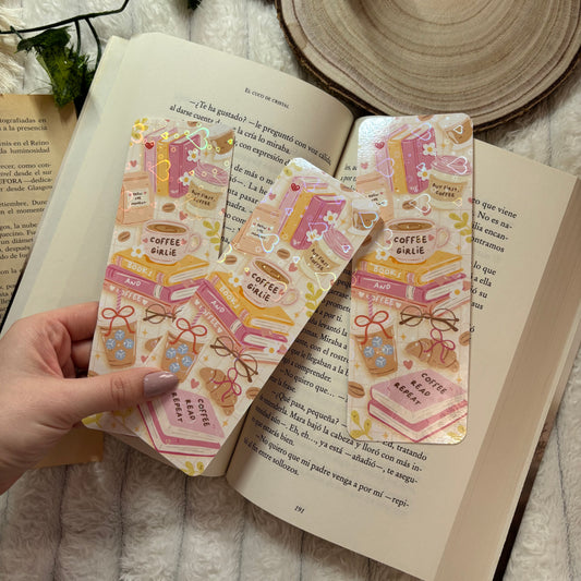 Marcapáginas coffee girlie holográfico