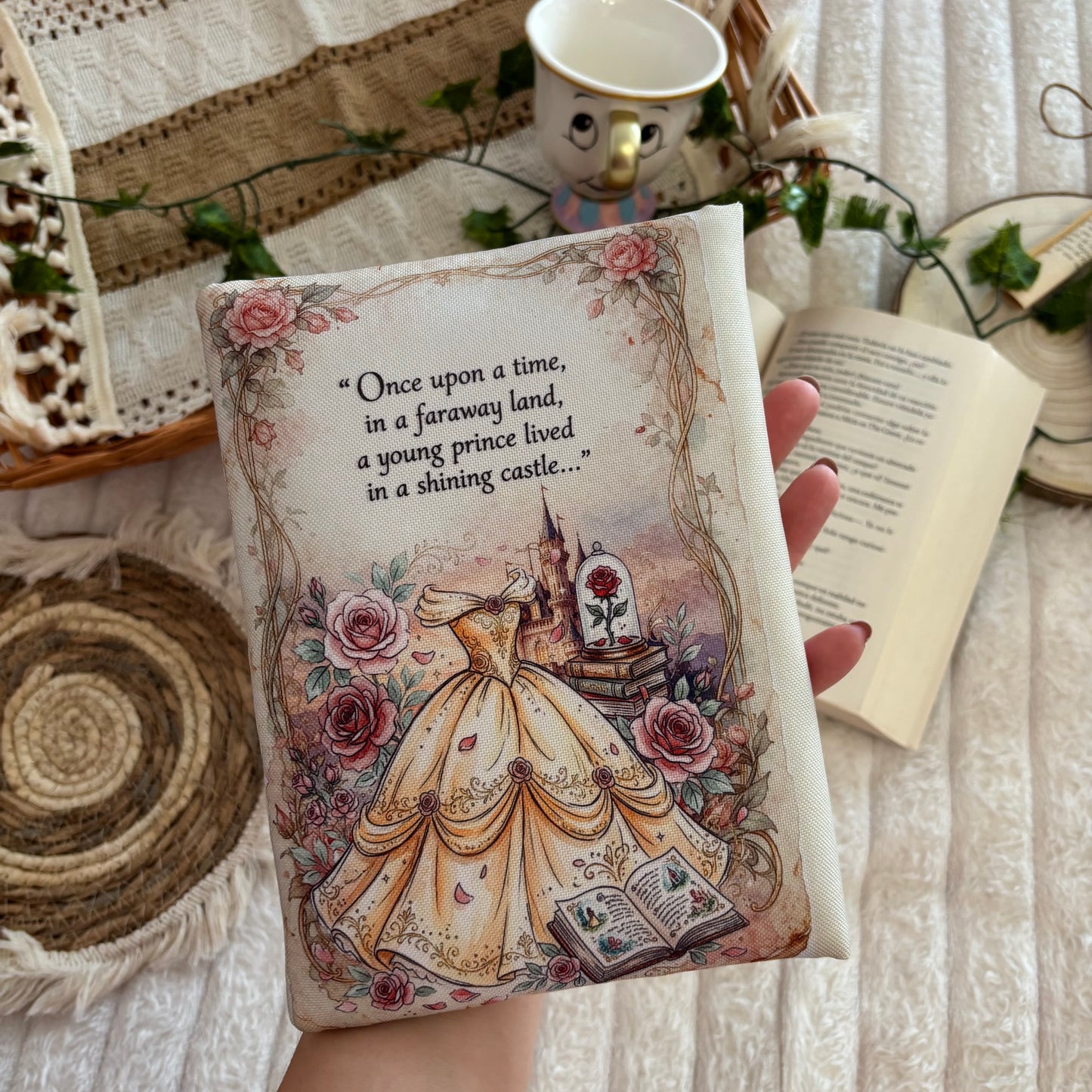 Funda de solapas para ebook érase una vez Bella y Bestia impermeable