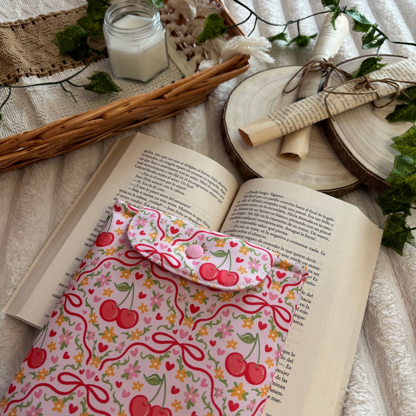 Funda kindle/kobo libra colour jardín de cerezas impermeable