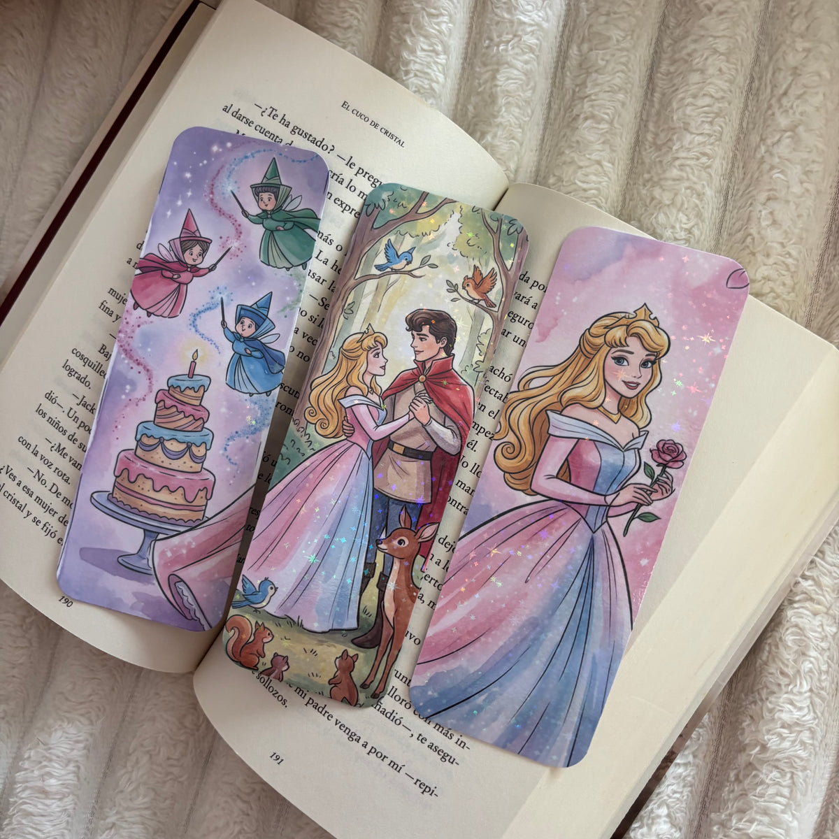 Pack 3 marcapáginas holográficos Aurora Bella durmiente