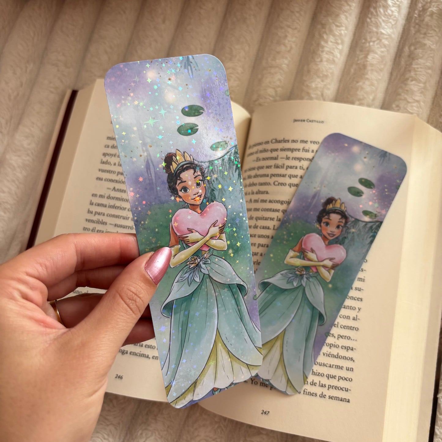 Pack 3 marcapáginas princesa Tiana y el sapo holográficos