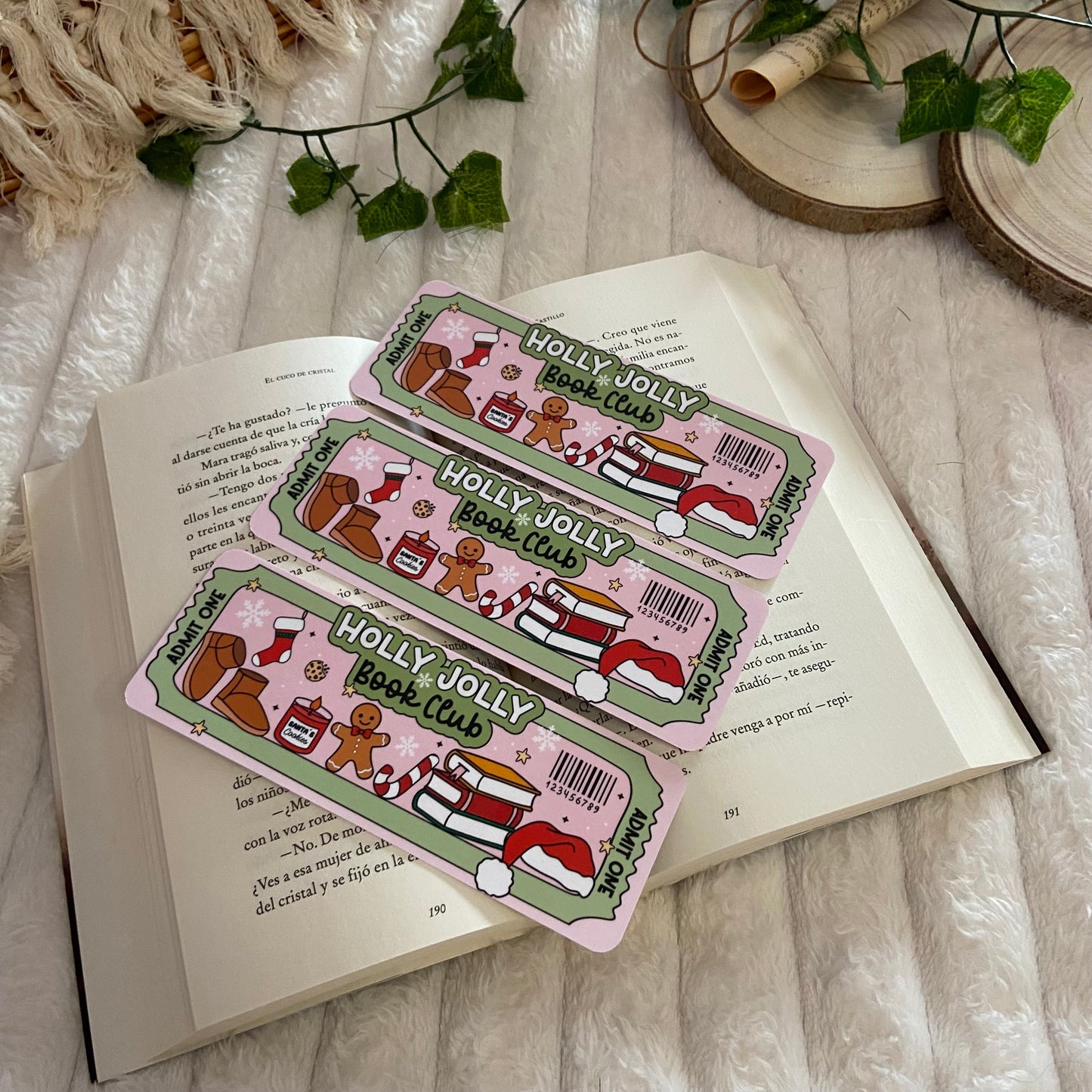 Marcapáginas ticket Holly Jolly