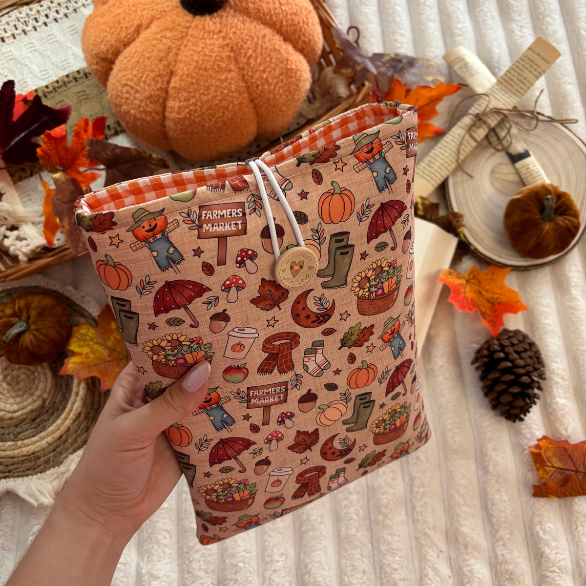 Funda literaria farmer market in autumn