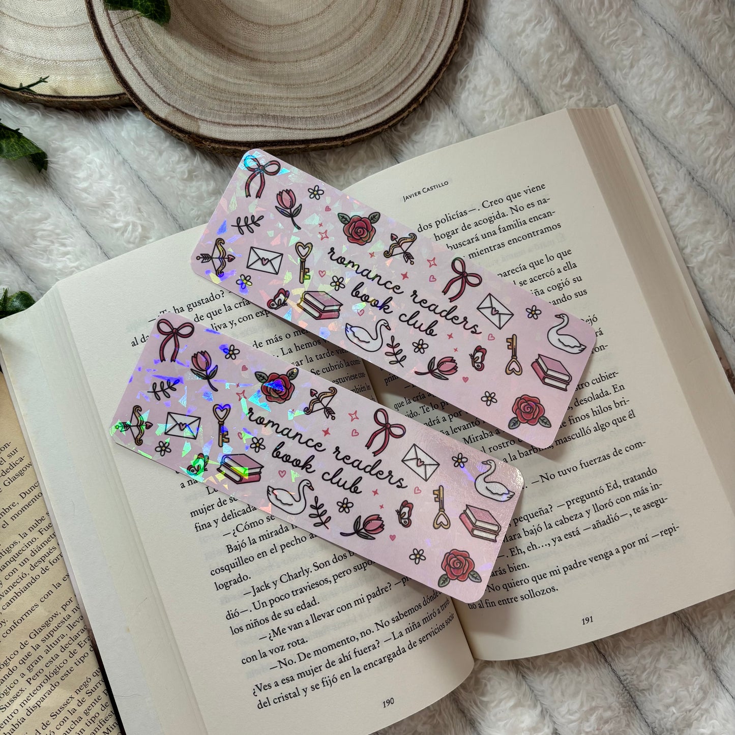 Marcapáginas romance readers bookclub holográfico