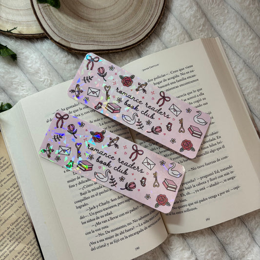 Marcapáginas romance readers bookclub holográfico