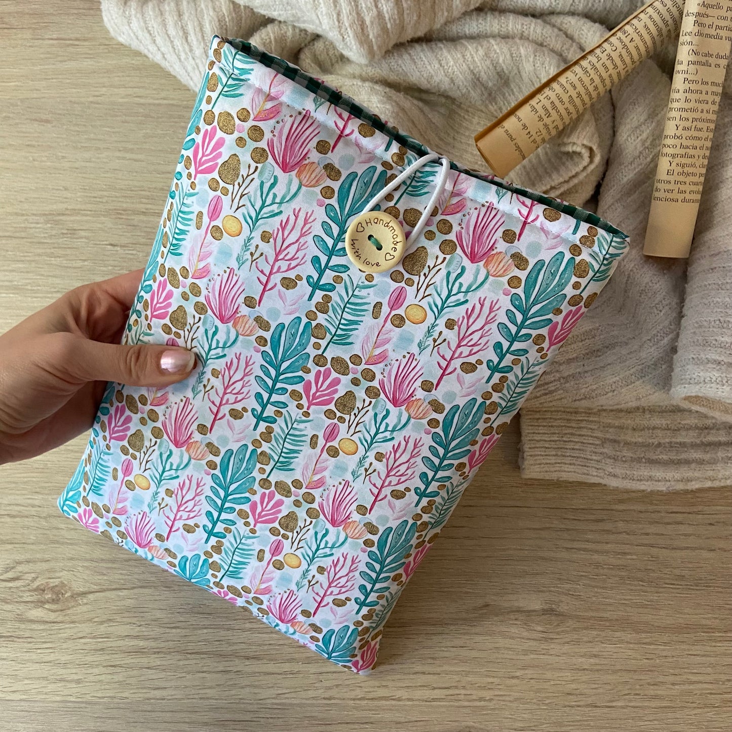 Funda literaria algas marinas