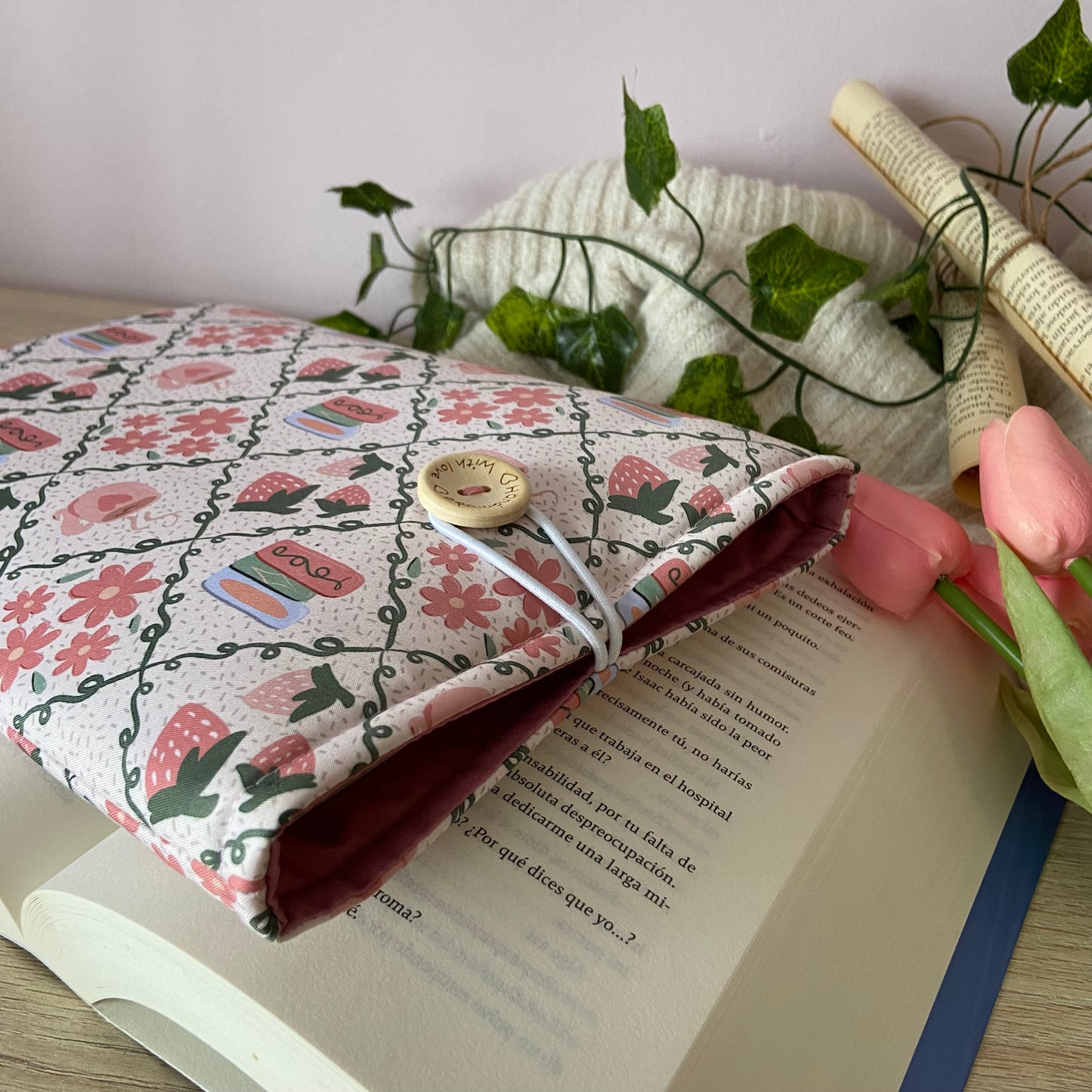 Funda literaria lectura en primavera