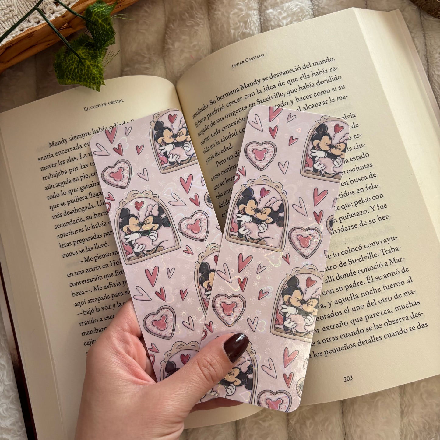 Marcapáginas Minnie y Mickey holográfico
