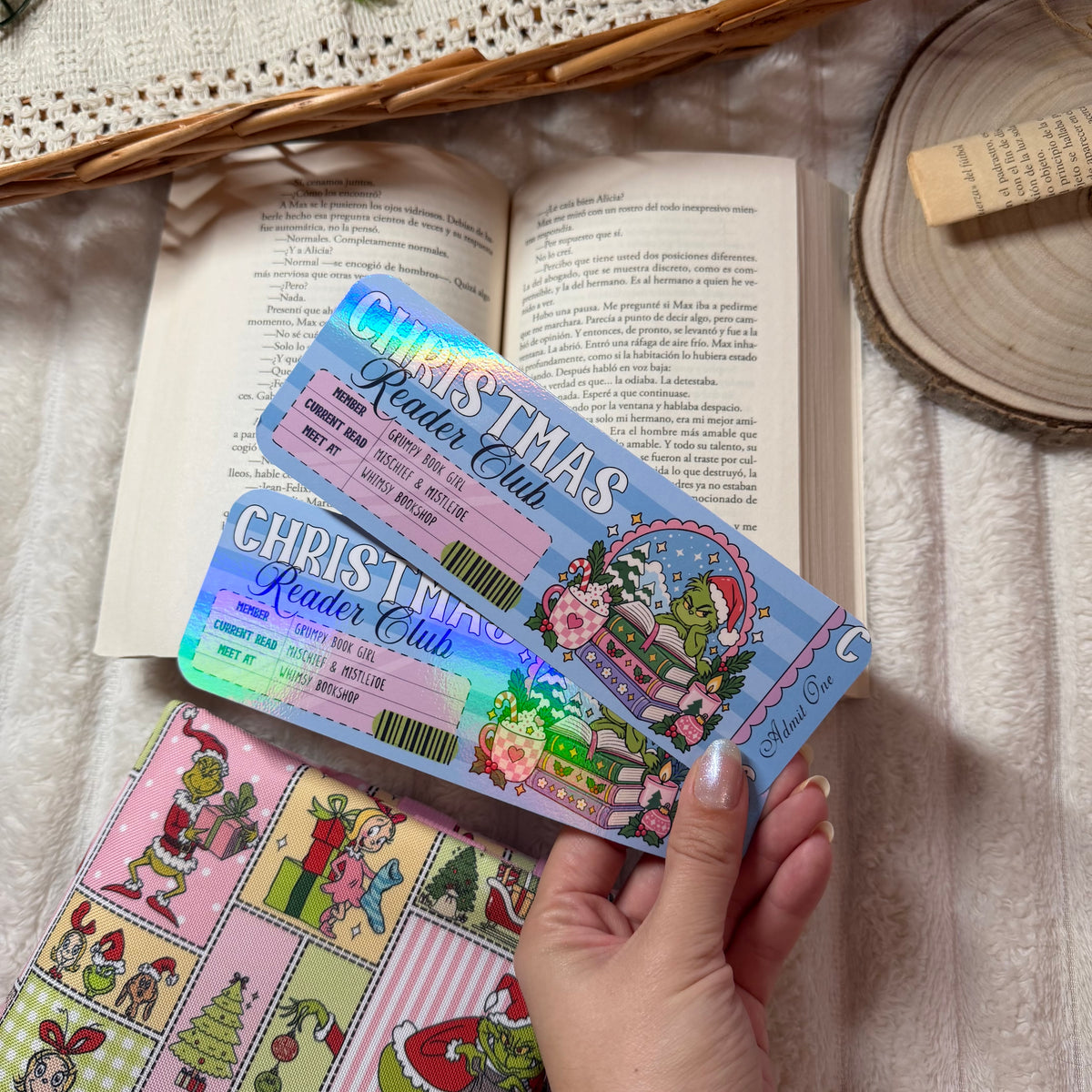 Marcapáginas Christmas reader club Grinch holográfico