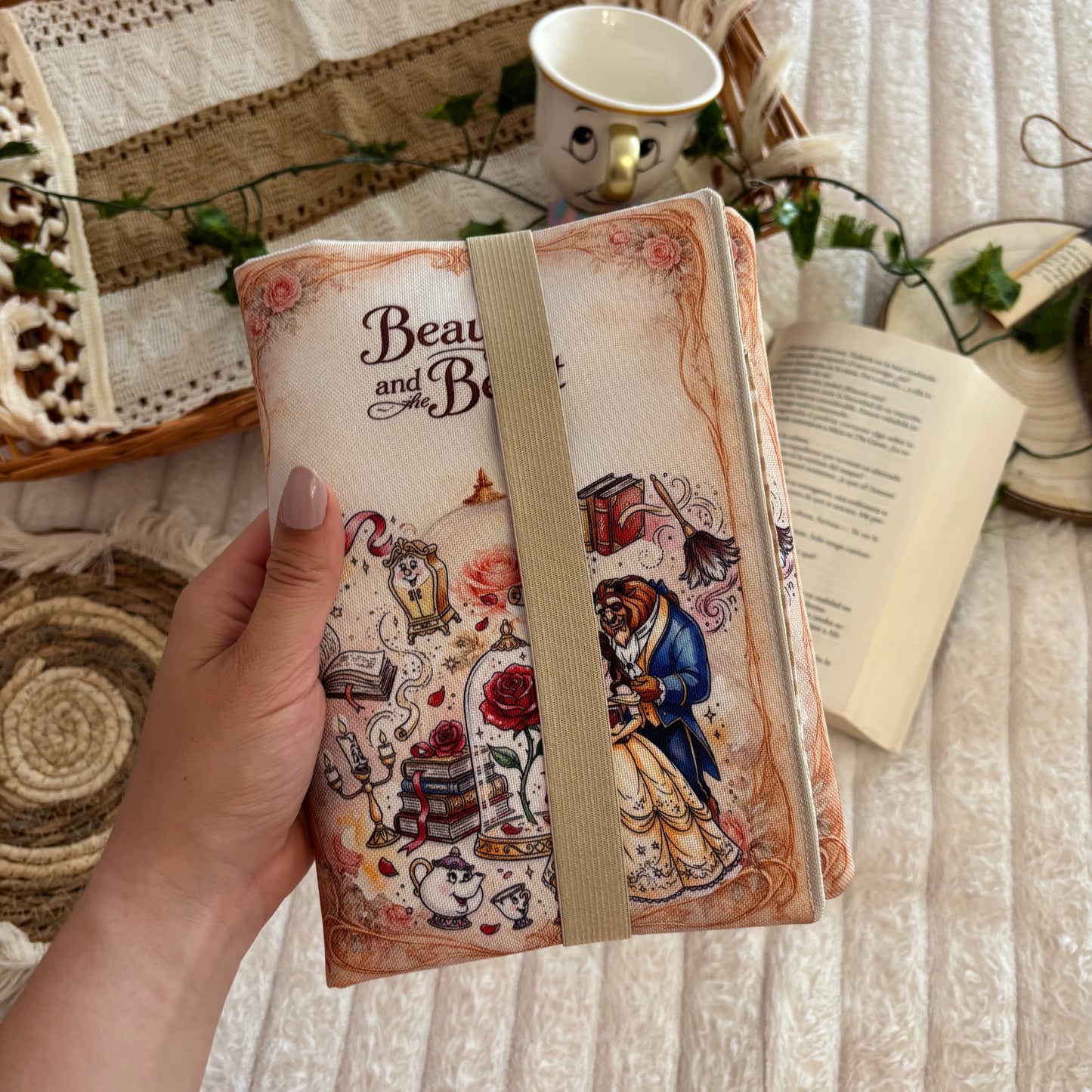 Funda de solapas para ebook érase una vez Bella y Bestia impermeable