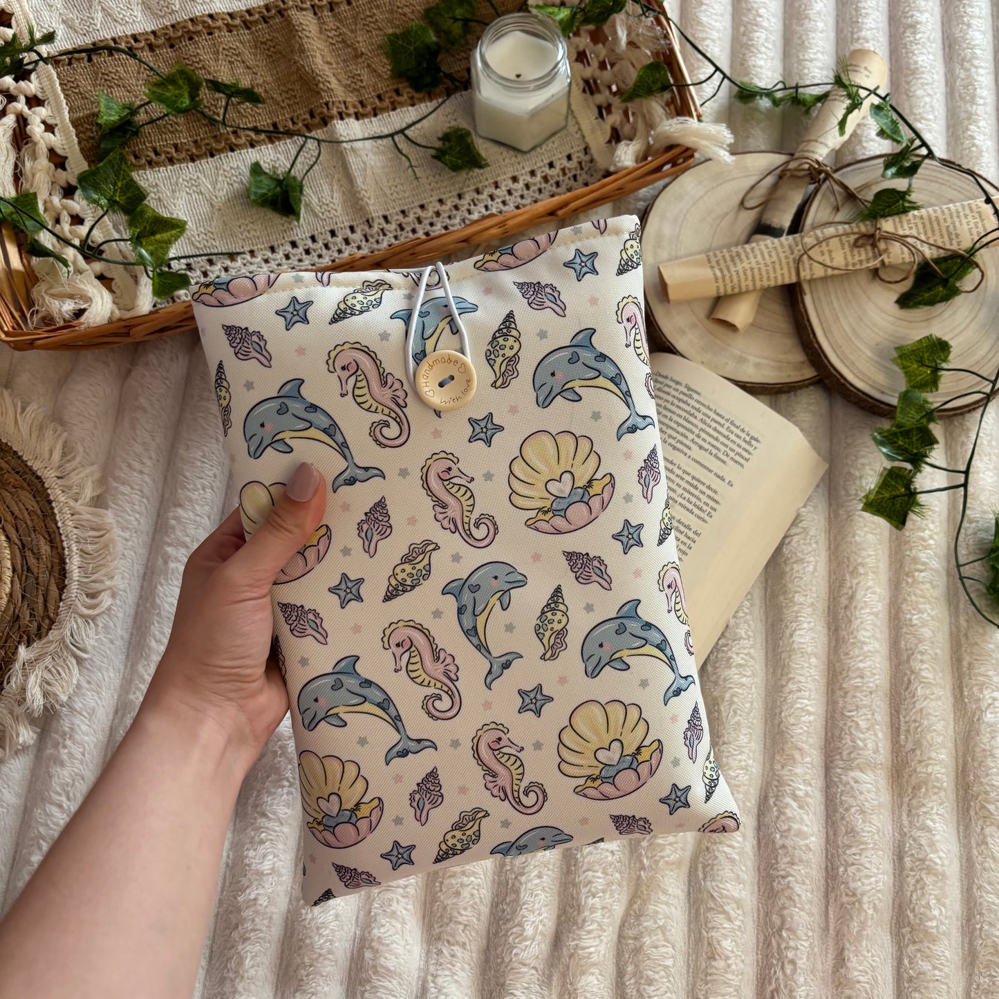 Funda literaria mar de perlas impermeable