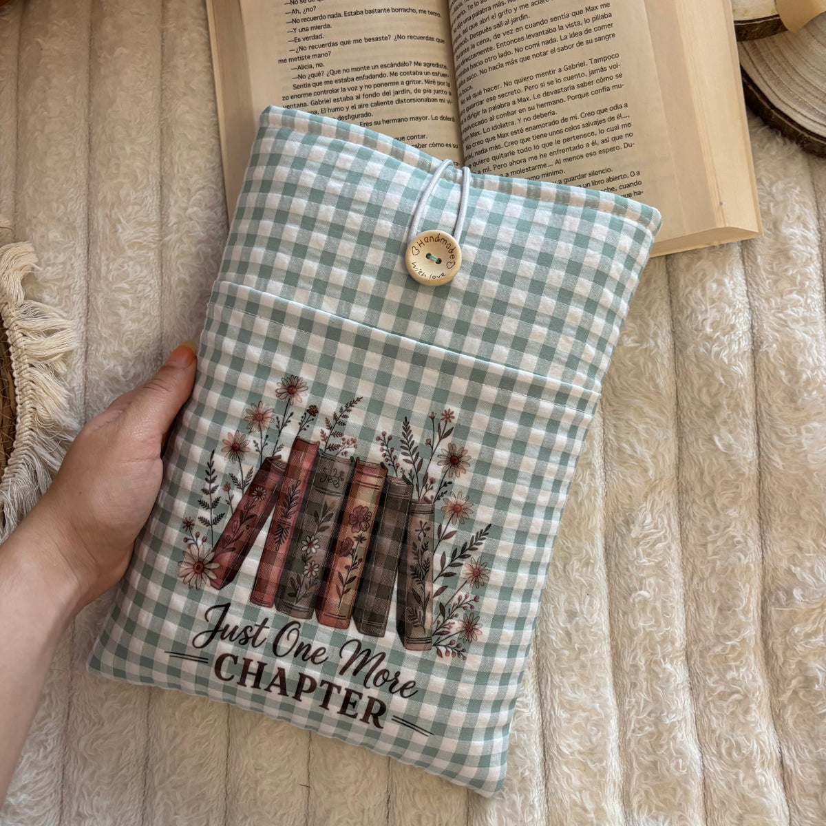Funda literaria Just one more chapter vichy con bolsillo