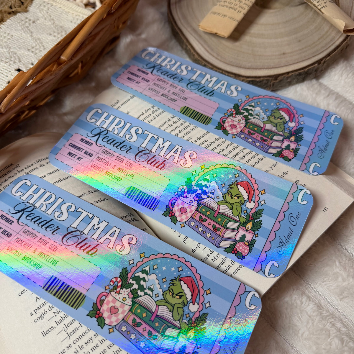 Marcapáginas Christmas reader club Grinch holográfico