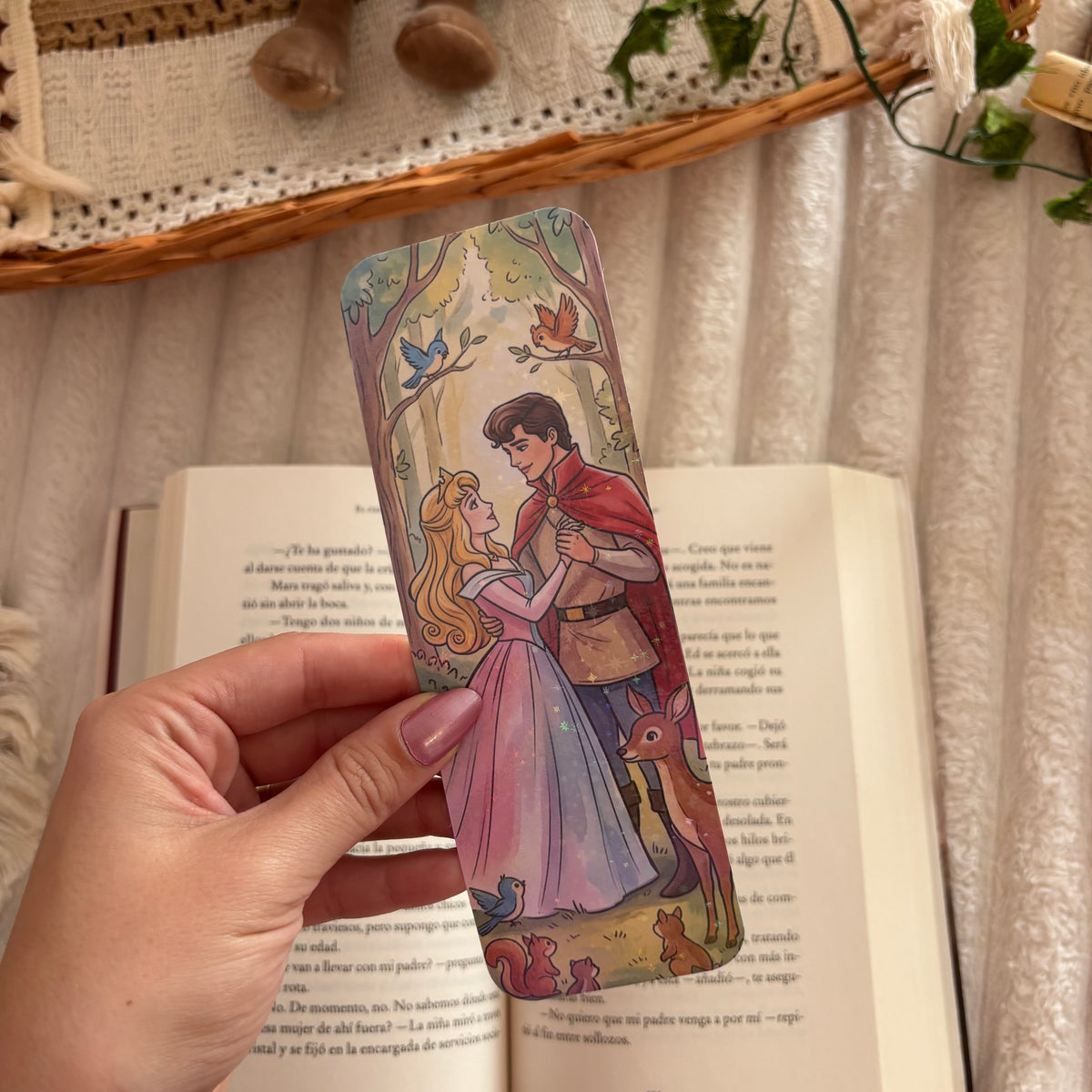 Marcapáginas princesa Aurora y Felipe holográfico