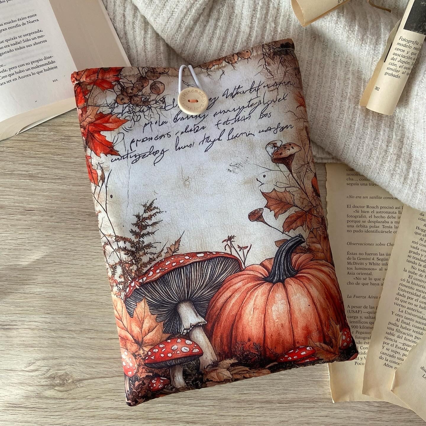 Funda literaria la lluvia en otoño