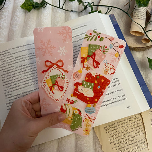 Marcapáginas gatito navideño