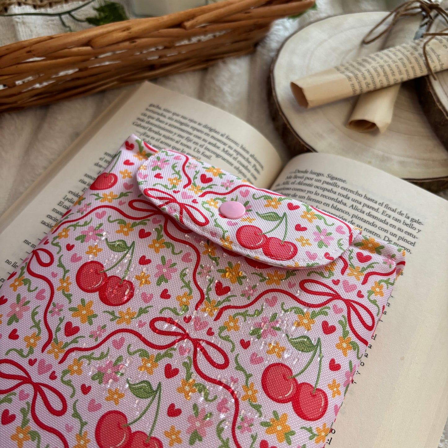 Funda kindle/kobo libra colour jardín de cerezas impermeable