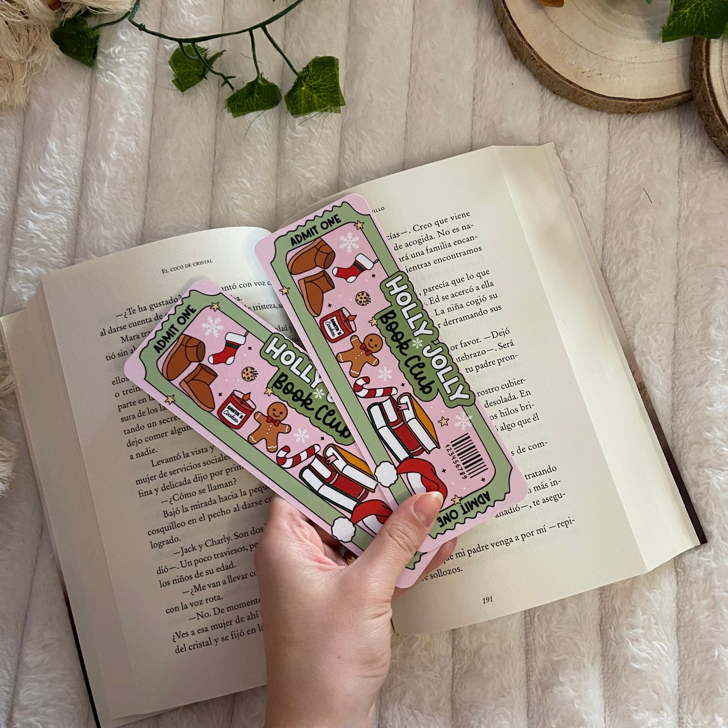 Marcapáginas ticket Holly Jolly