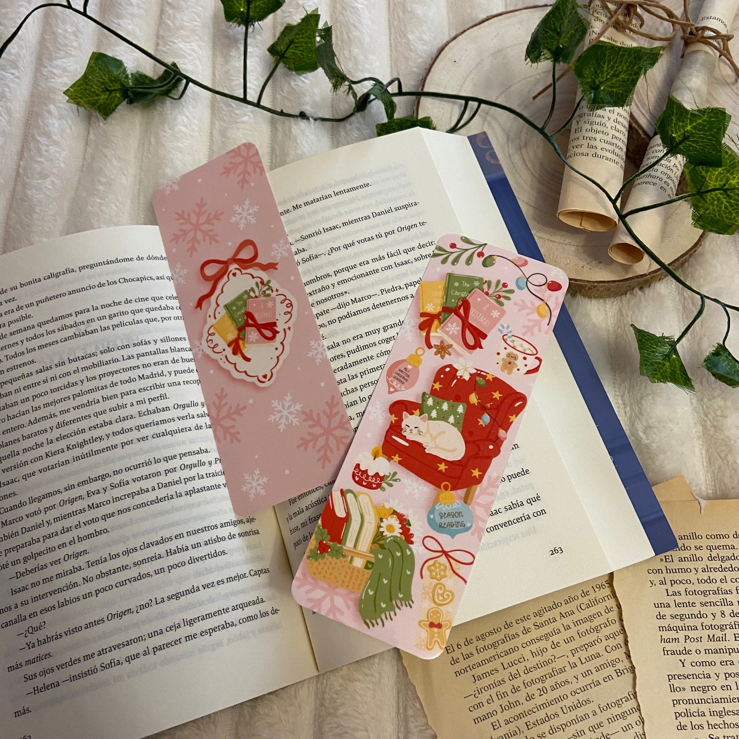 Marcapáginas gatito navideño