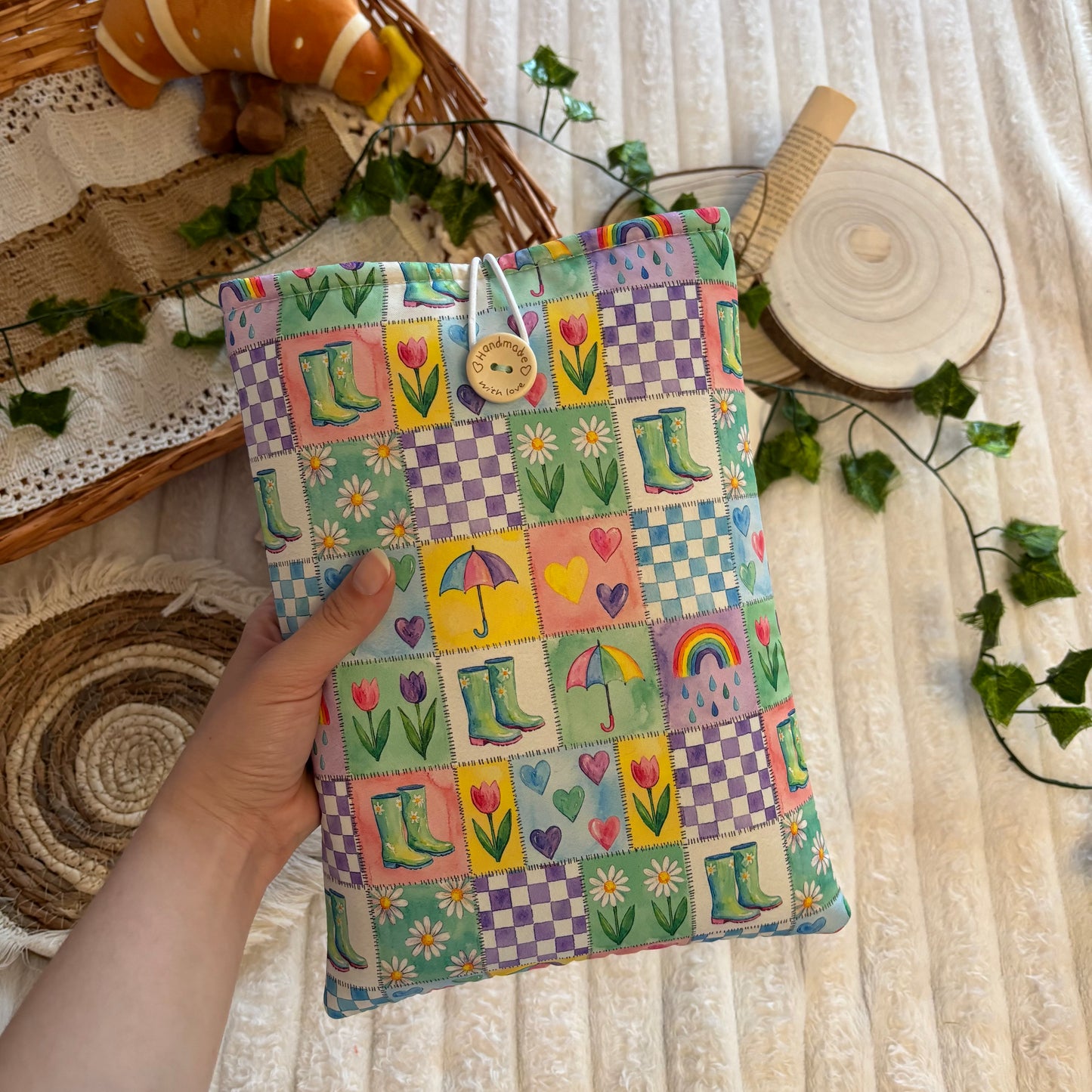 Funda literaria corazones de Abril