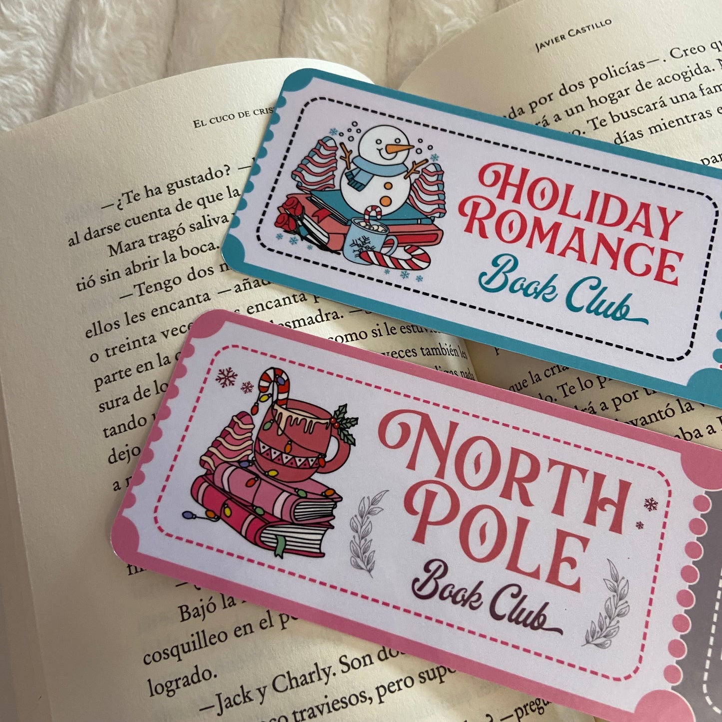 Pack 2 marcapáginas Holiday romance bookclub y North Pole bookclub