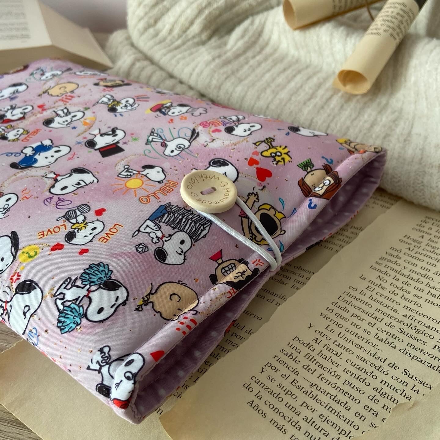 Funda literaria Snoopy love