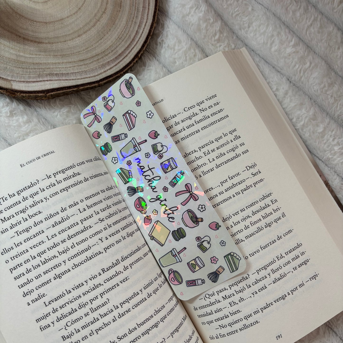Marcapáginas Matcha girlie holográfico