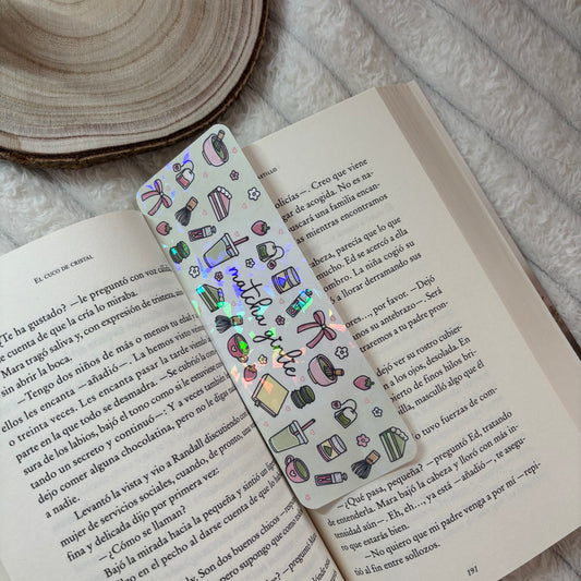 Marcapáginas Matcha girlie holográfico