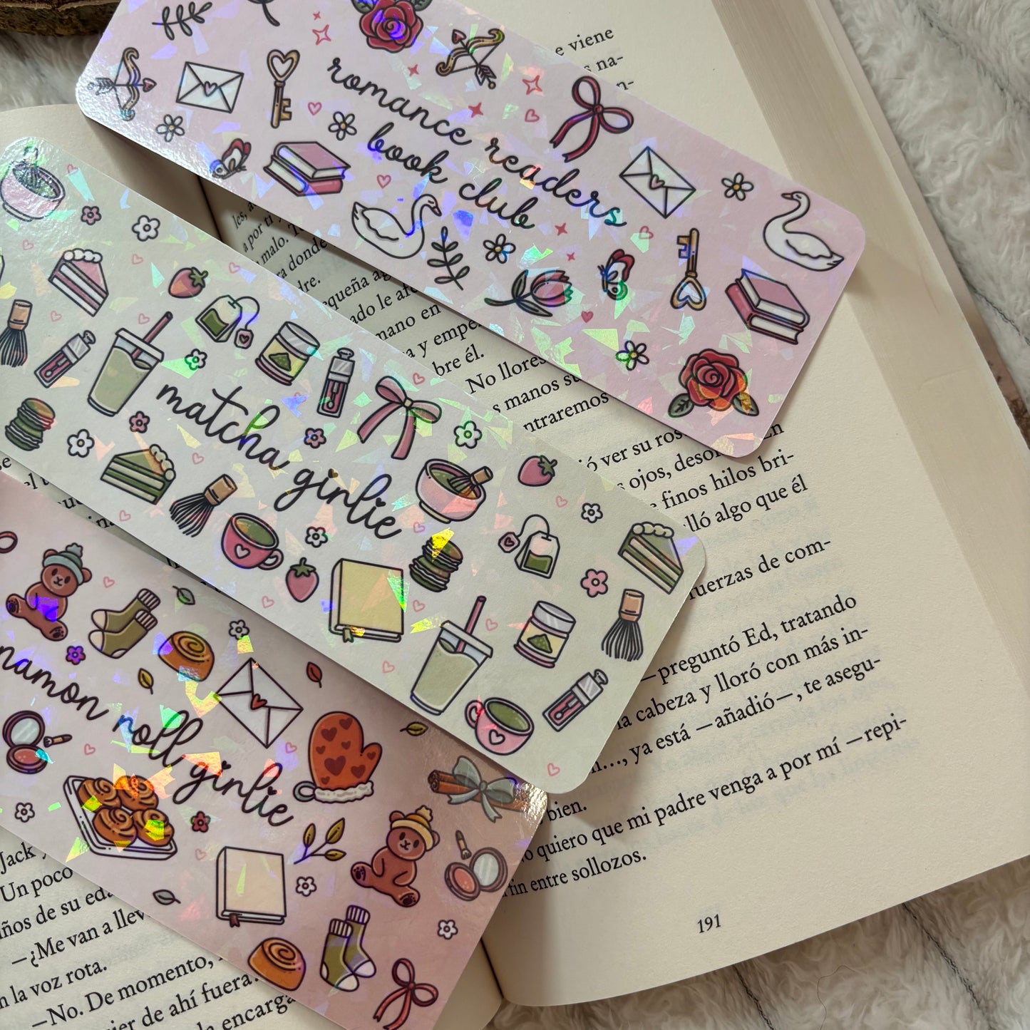 Pack 3 marcapáginas girlie holograficos